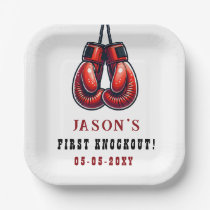 Red Rumble First Knockout Boxing Birthday Paper Plates