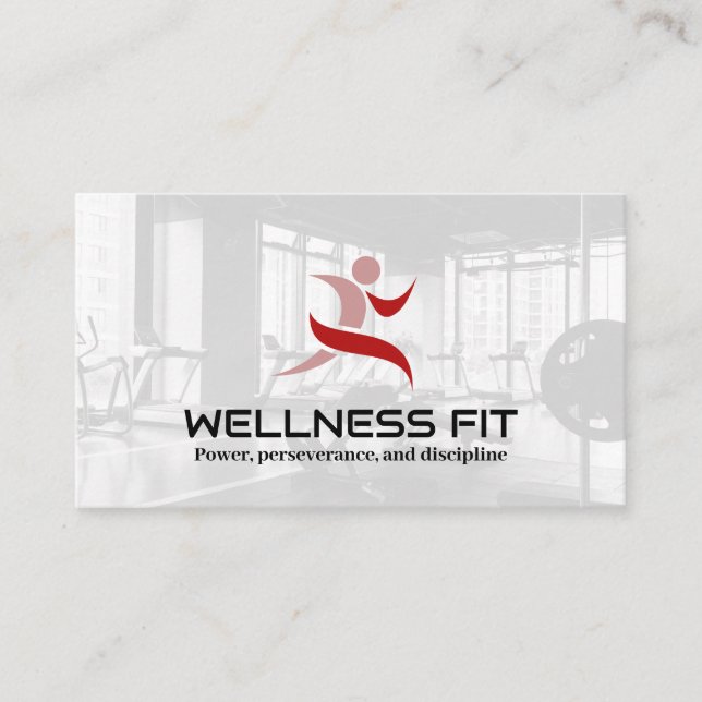 Red Running Logo | Fitness Center Background Appointment Card (Front)