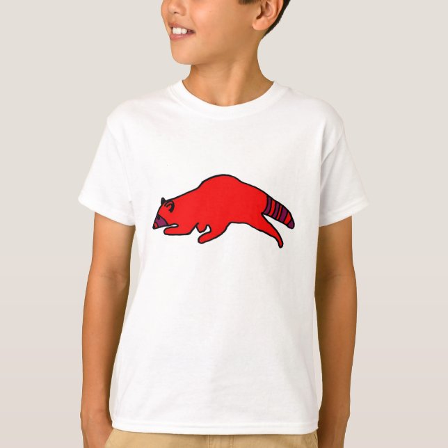 Red Running Raccoon apparel T-Shirt (Front)