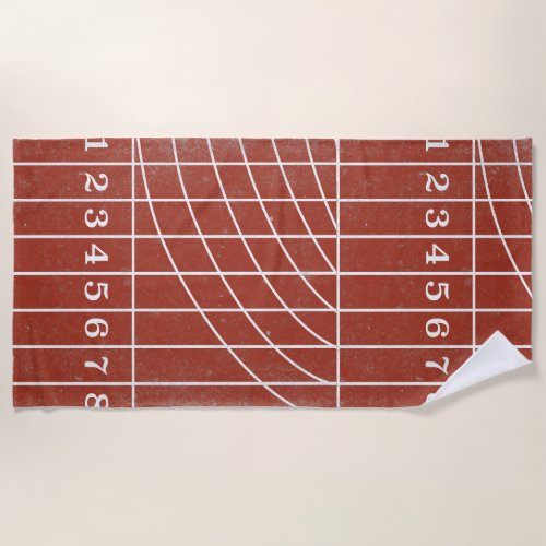 Red Running Track Distressed Style Beach Towel