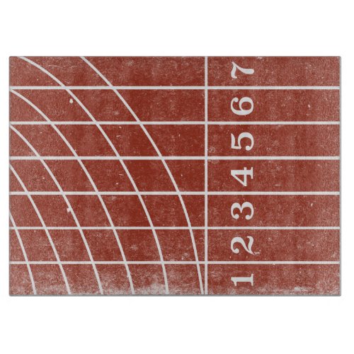 Red Running Track Distressed Style Cutting Board