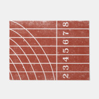 Red Running Track Distressed Style Door Mat