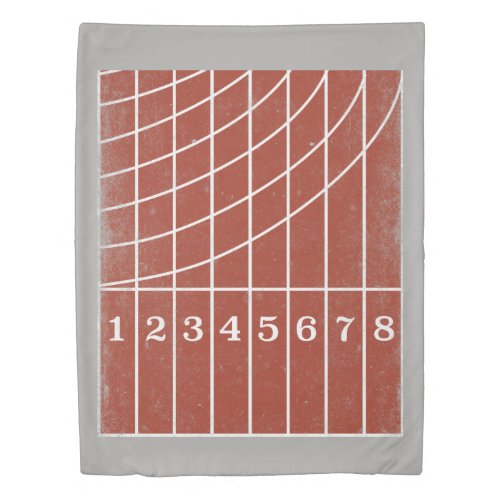 Red Running Track Distressed Style Duvet Cover