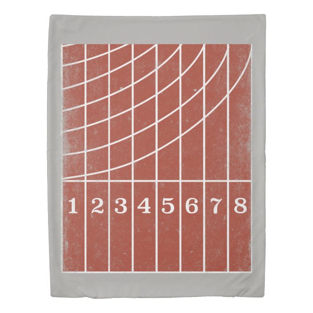 Red Running Track Distressed Style Duvet Cover (Front)