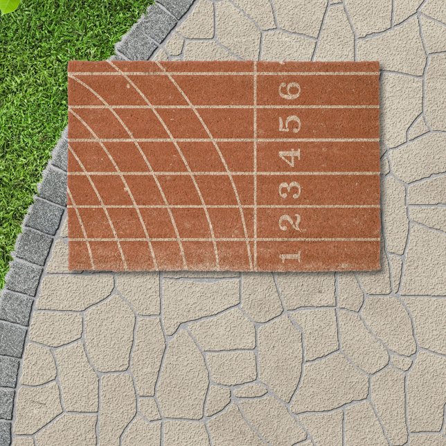 Red Running Track Distressed Style Fiber Doormat (Creator Uploaded)
