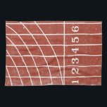 Red Running Track Distressed Style Kitchen Towel<br><div class="desc">Stay in your lane. This sports themed kitchen towel features a distressed style illustration of a red running track starting line. It’s perfect for track and field runners of all sorts whether they’re sprinters or distance runners, indoor or outdoors. Want the perfect dish towel for someone who loves running? This...</div>