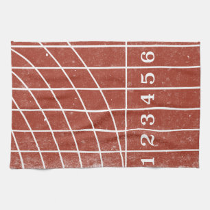 Red Running Track Distressed Style Kitchen Towel