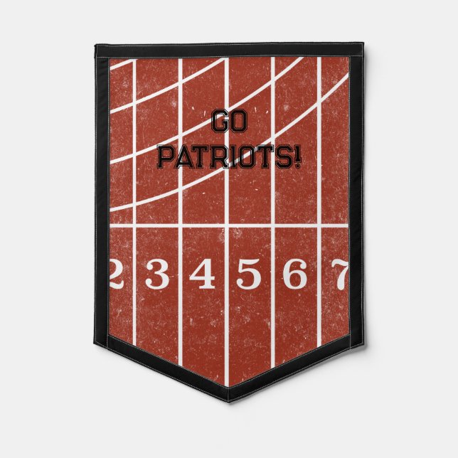 Red Running Track Distressed Style Pennant (Front)