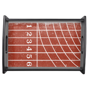 Red Running Track Distressed Style Serving Tray