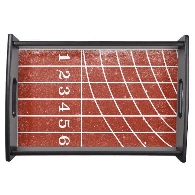 Red Running Track Distressed Style Serving Tray (Front)