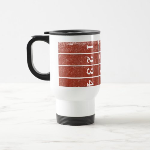 Red Running Track Distressed Style Travel Mug