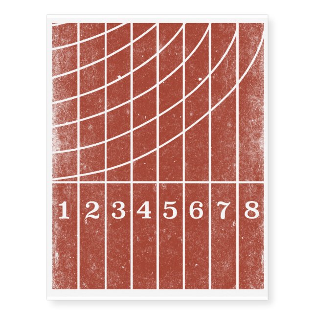 Red Running Track Temporary Tattoos (Front)
