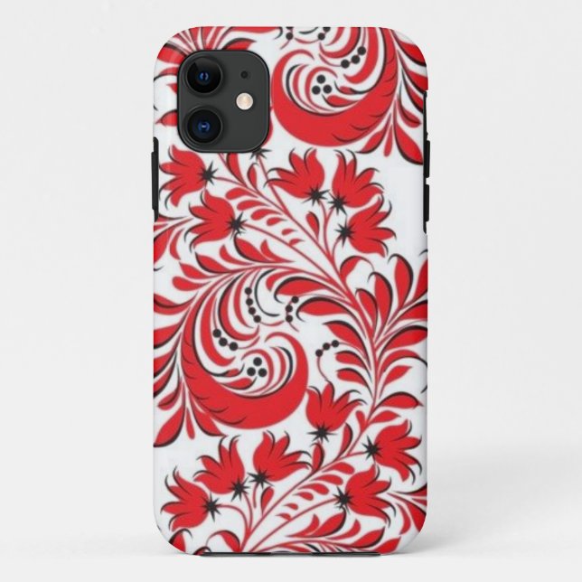Red Russian Khokhloma Case-Mate iPhone Case (Back)