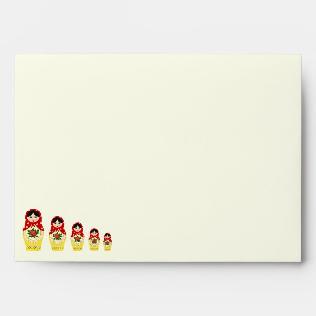 Red russian matryoshka nesting dolls envelope (Front)