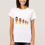 Red Russian Matryoshka Nesting Dolls In Line T-shirt at Zazzle