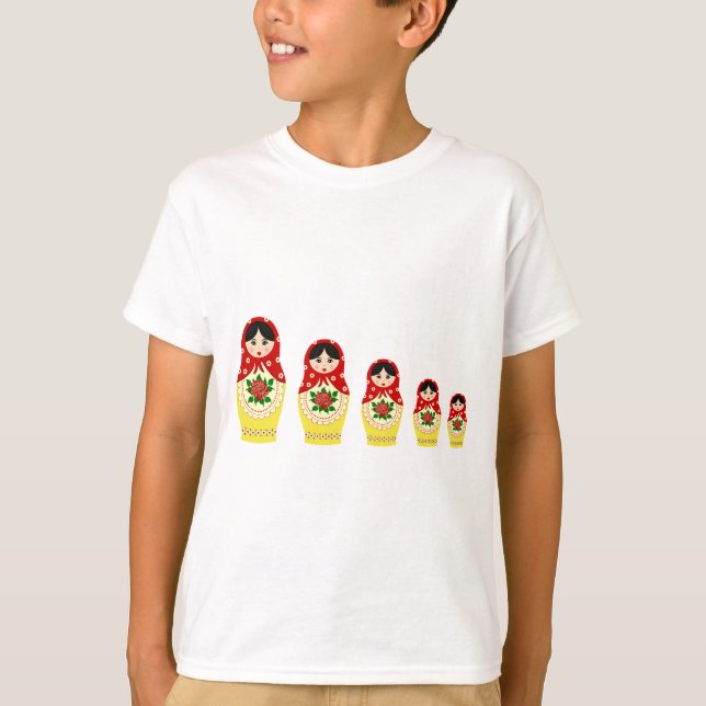 Red russian matryoshka nesting dolls kids T-Shirt (Front)
