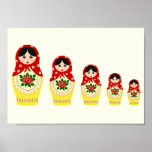 Red Russian Matryoshka Nesting Dolls Poster at Zazzle