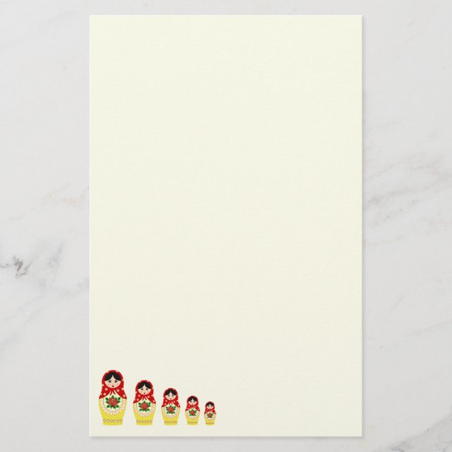 Red russian matryoshka nesting dolls stationery (Front)