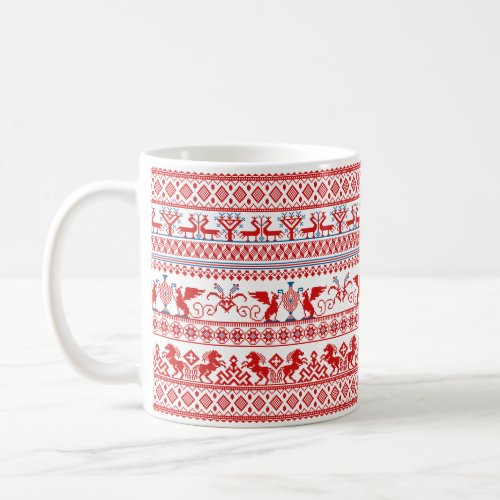 Red russian traditional ornament coffee mug