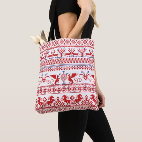 Red russian traditional ornament Tote