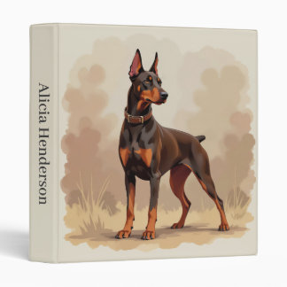 Red Rust Brown Doberman Pinscher Dog 3 Ring Binder