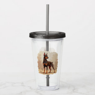 Red Rust Brown Doberman Pinscher Dog Acrylic Tumbler
