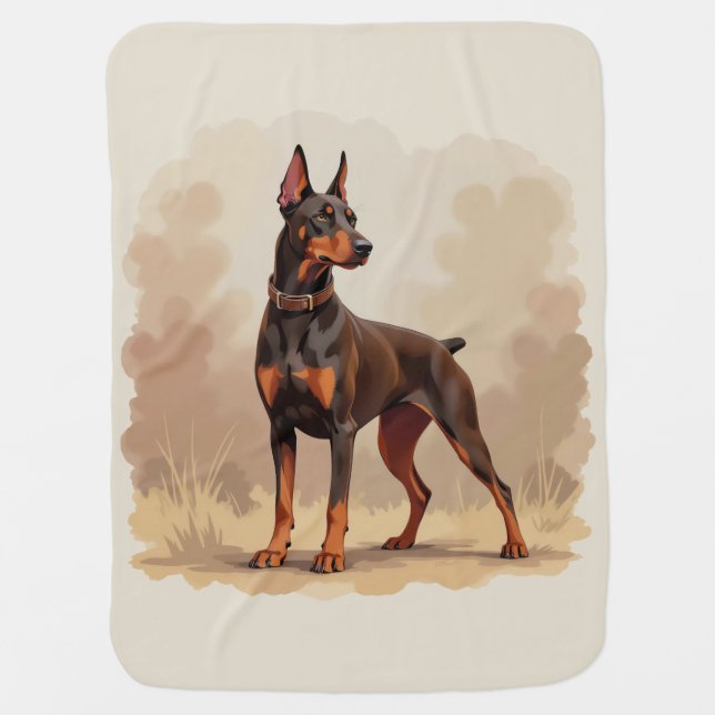 Red Rust Brown Doberman Pinscher Dog Baby Blanket (Front)