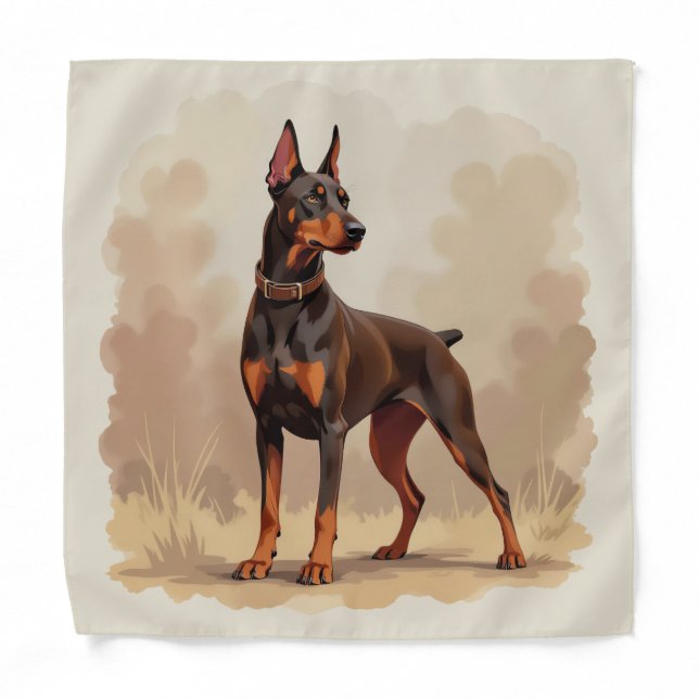 Red Rust Brown Doberman Pinscher Dog Bandana (Front)