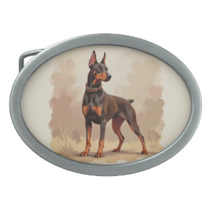 Red Rust Brown Doberman Pinscher Dog Belt Buckle