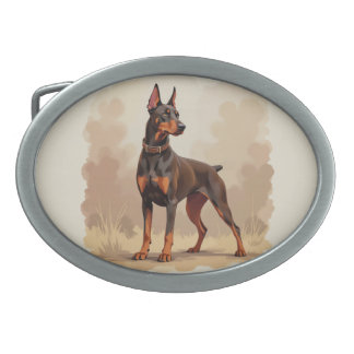 Red Rust Brown Doberman Pinscher Dog Belt Buckle
