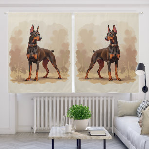 Red Rust Brown Doberman Pinscher Dog Blackout Curtains