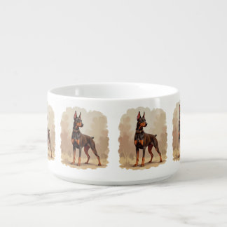 Red Rust Brown Doberman Pinscher Dog Bowl