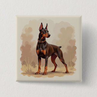 Red Rust Brown Doberman Pinscher Dog Button