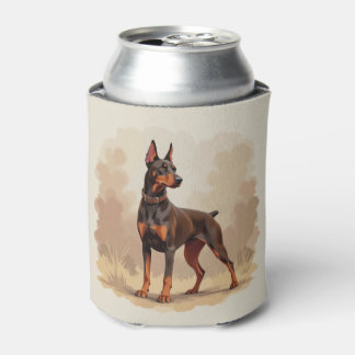Red Rust Brown Doberman Pinscher Dog Can Cooler