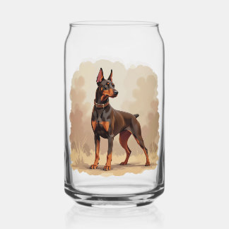 Red Rust Brown Doberman Pinscher Dog Can Glass