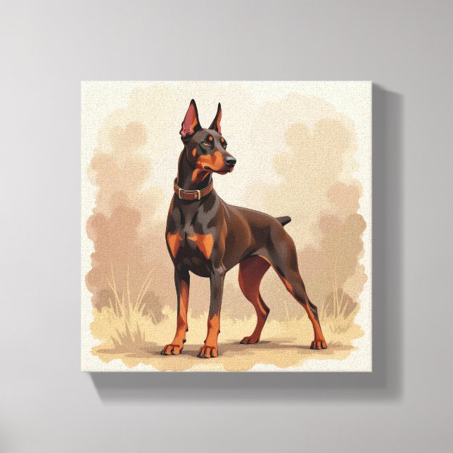 Red Rust Brown Doberman Pinscher Dog Canvas Print (Front)