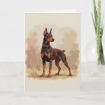 Red Rust Brown Doberman Pinscher Dog Card