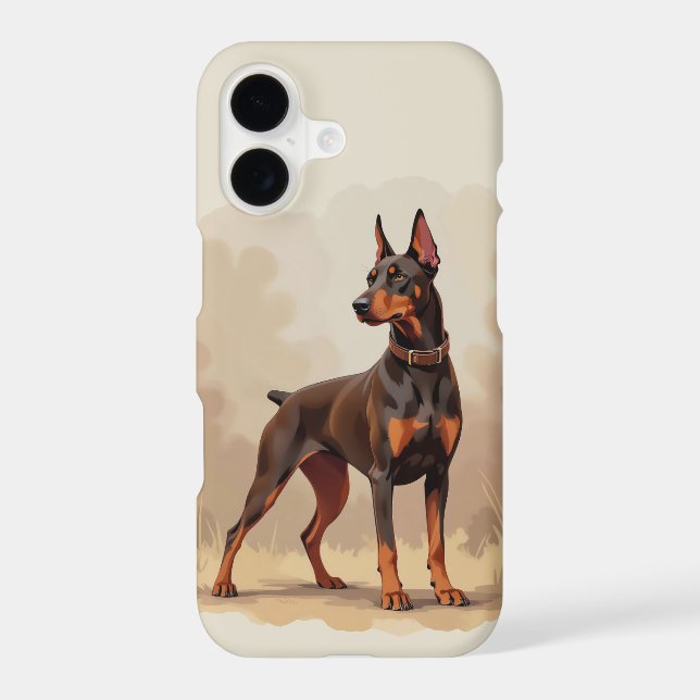 Red Rust Brown Doberman Pinscher Dog Case-Mate iPhone Case (Back)