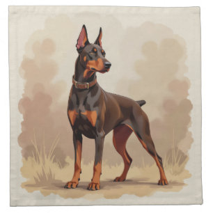Red Rust Brown Doberman Pinscher Dog Cloth Napkin