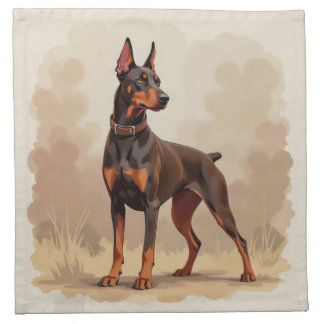Red Rust Brown Doberman Pinscher Dog Cloth Napkin