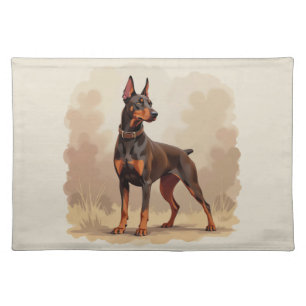 Red Rust Brown Doberman Pinscher Dog Cloth Placemat
