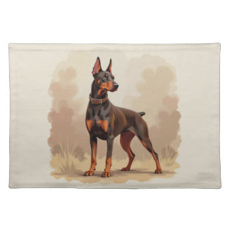 Red Rust Brown Doberman Pinscher Dog Cloth Placemat