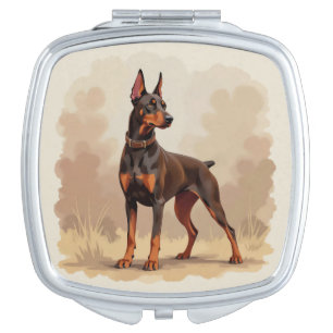Red Rust Brown Doberman Pinscher Dog Compact Mirror