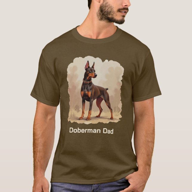 Red Rust Brown Doberman Pinscher Dog Dad T-Shirt (Front)