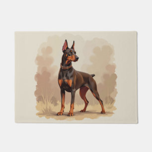 Red Rust Brown Doberman Pinscher Dog Doormat
