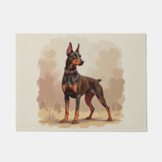 Red Rust Brown Doberman Pinscher Dog Doormat