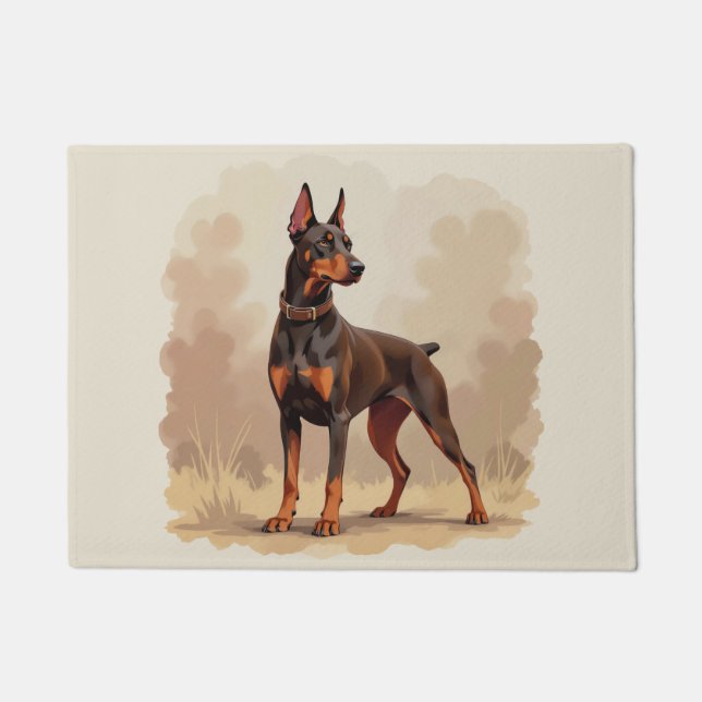 Red Rust Brown Doberman Pinscher Dog Doormat (Front)