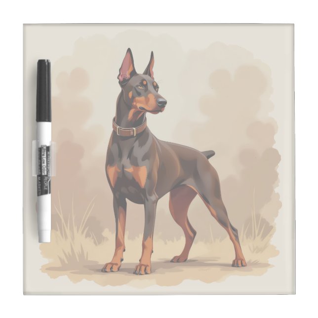 Red Rust Brown Doberman Pinscher Dog Dry Erase Board (Front)