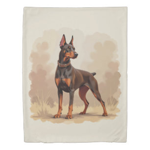 Red Rust Brown Doberman Pinscher Dog Duvet Cover