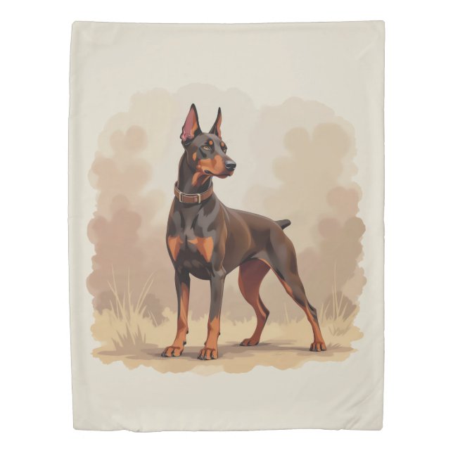 Red Rust Brown Doberman Pinscher Dog Duvet Cover (Front)